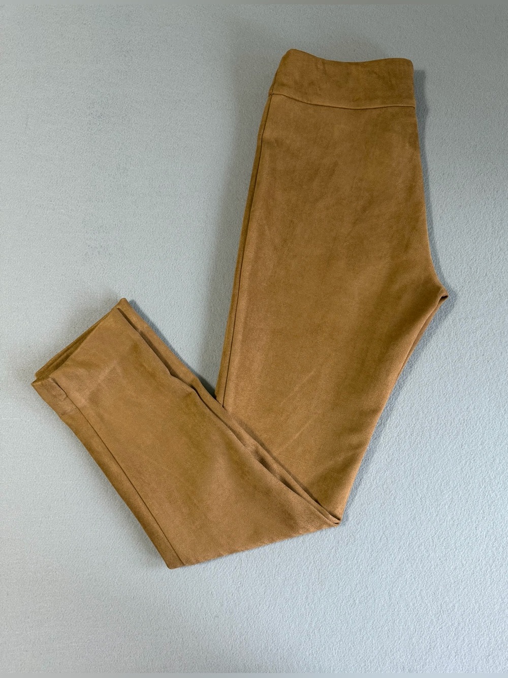 VTG Krazy Larry Pants s6 Womens Tan Color, Suede Mid Rise Straight Leg Stretch